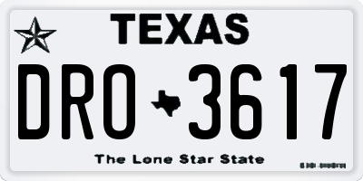 TX license plate DRO3617