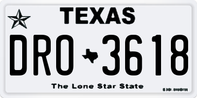 TX license plate DRO3618