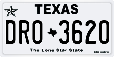 TX license plate DRO3620