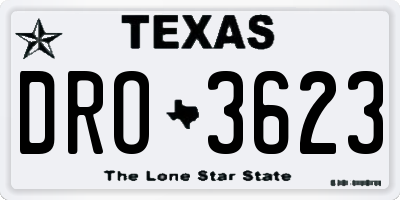 TX license plate DRO3623
