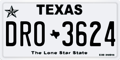 TX license plate DRO3624
