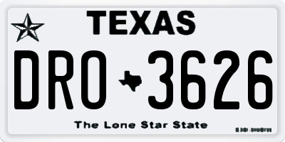 TX license plate DRO3626