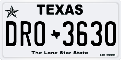 TX license plate DRO3630