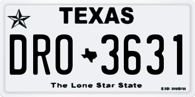 TX license plate DRO3631