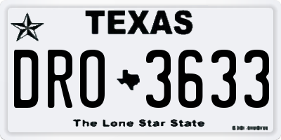 TX license plate DRO3633