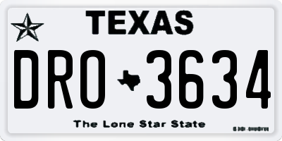 TX license plate DRO3634