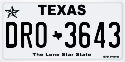 TX license plate DRO3643