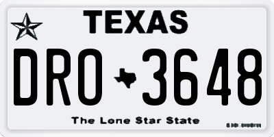 TX license plate DRO3648
