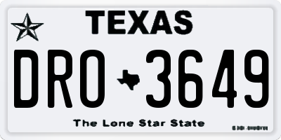 TX license plate DRO3649