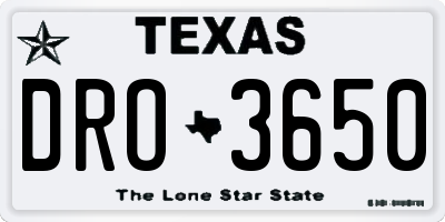TX license plate DRO3650