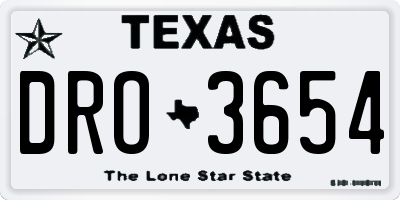 TX license plate DRO3654