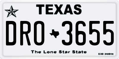 TX license plate DRO3655