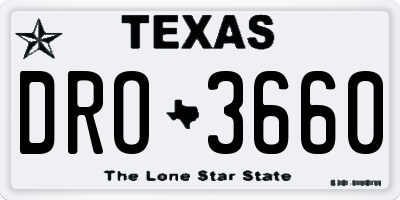 TX license plate DRO3660