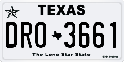 TX license plate DRO3661