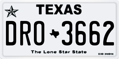 TX license plate DRO3662