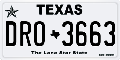 TX license plate DRO3663