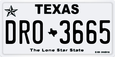 TX license plate DRO3665
