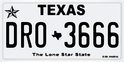 TX license plate DRO3666