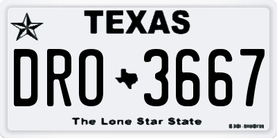 TX license plate DRO3667