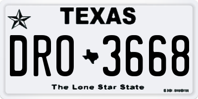 TX license plate DRO3668