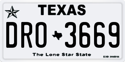 TX license plate DRO3669