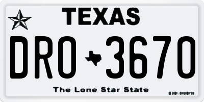TX license plate DRO3670
