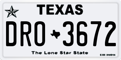 TX license plate DRO3672