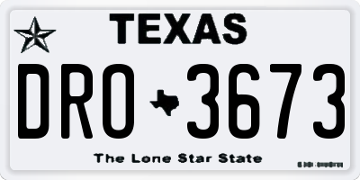 TX license plate DRO3673