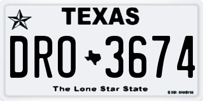 TX license plate DRO3674