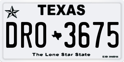 TX license plate DRO3675