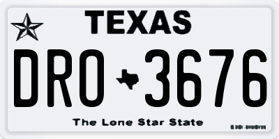 TX license plate DRO3676