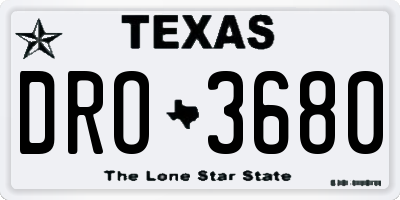 TX license plate DRO3680