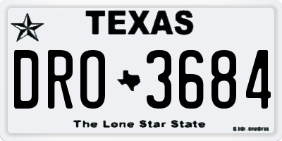 TX license plate DRO3684
