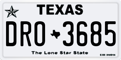 TX license plate DRO3685