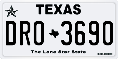 TX license plate DRO3690