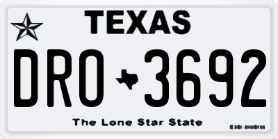 TX license plate DRO3692
