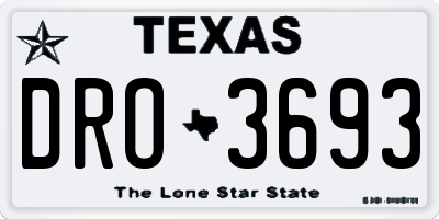 TX license plate DRO3693