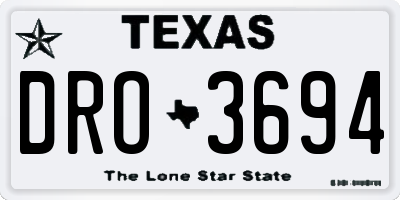 TX license plate DRO3694