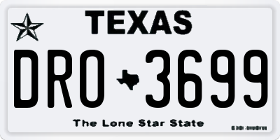 TX license plate DRO3699