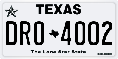 TX license plate DRO4002
