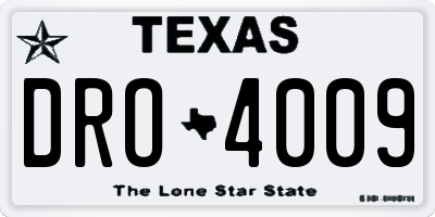 TX license plate DRO4009