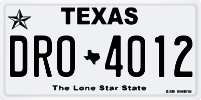 TX license plate DRO4012