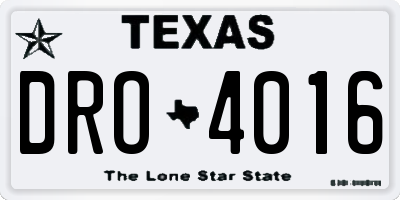 TX license plate DRO4016