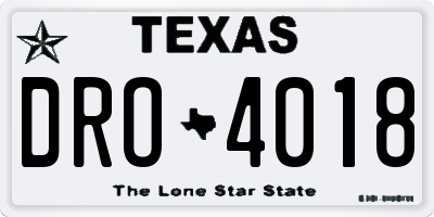 TX license plate DRO4018