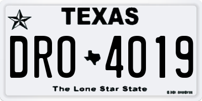 TX license plate DRO4019