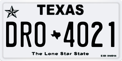 TX license plate DRO4021