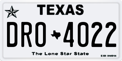 TX license plate DRO4022