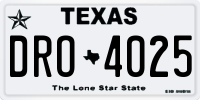 TX license plate DRO4025