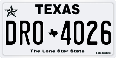 TX license plate DRO4026