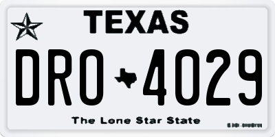 TX license plate DRO4029